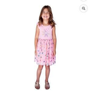 Zunie Girls Pink Dress Size 6 Rhinestone Tulle Skirt Party Easter